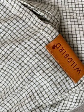 WildBird Cream Shirt with Black Windowpane Check and Leather Brand Tag